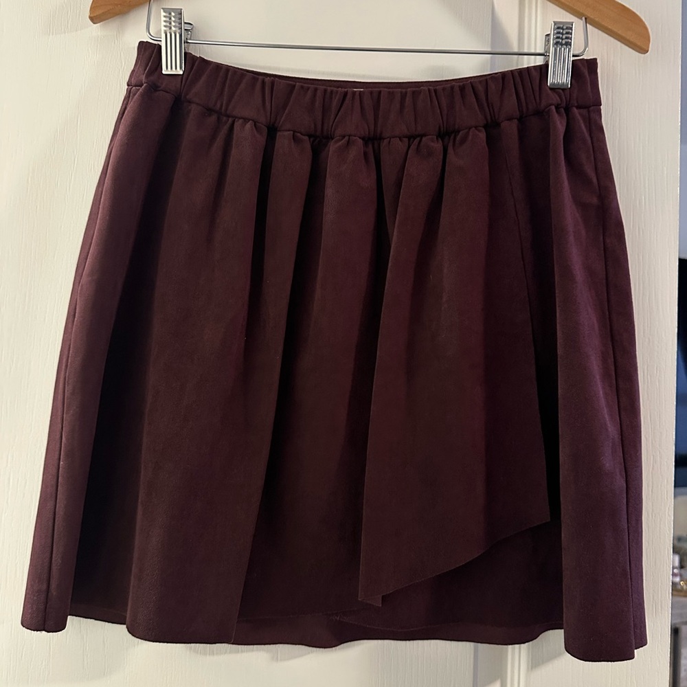 Wilfred Free Wine Suede Mini Skirt, Sz Medium